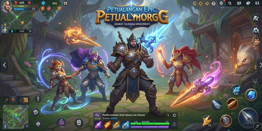 Screenshot menunjukkan aksi seru dalam pertempuran MMORPG yang mendebarkan.