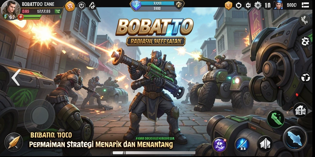 Tangkapan layar gameplay BOBATOTO dengan aksi strategi yang intens.
