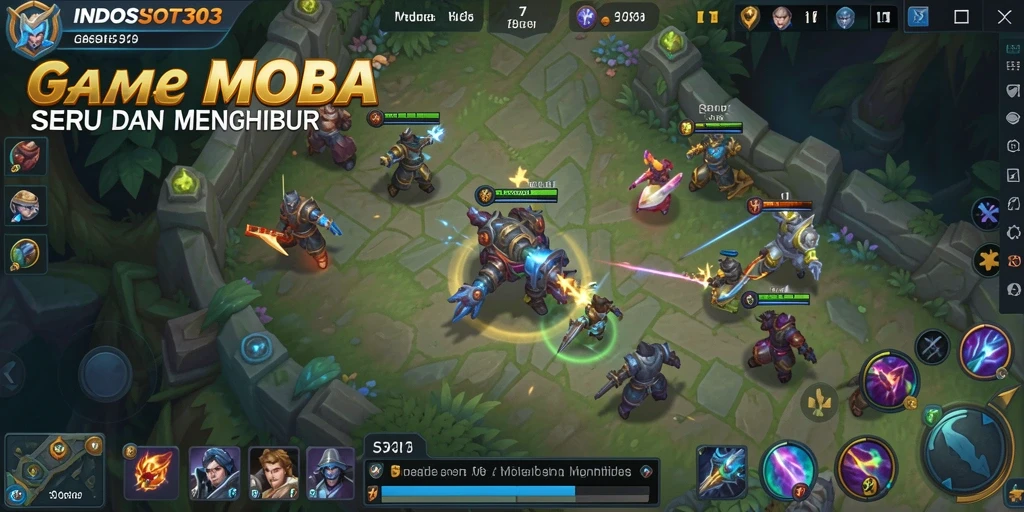 Screenshot gameplay <strong>INDOSLOT303</strong> menampilkan aksi seru dan strategi tim dalam pertempuran.