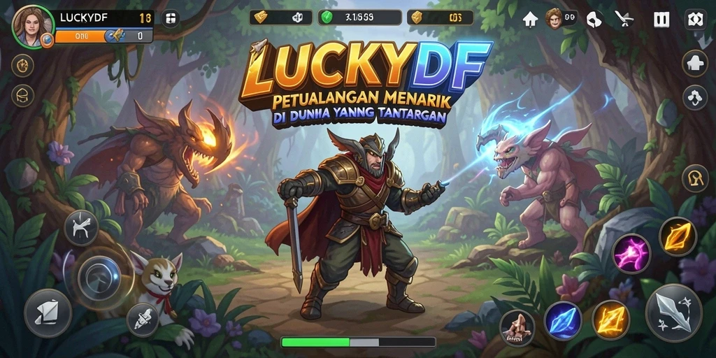 Menampilkan gameplay menarik LUCKYDF dengan tantangan petualangan yang mendebarkan.