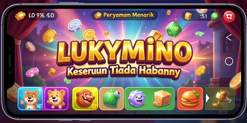 Screenshot gameplay Slot LUKYMINO yang menampilkan putaran seru.