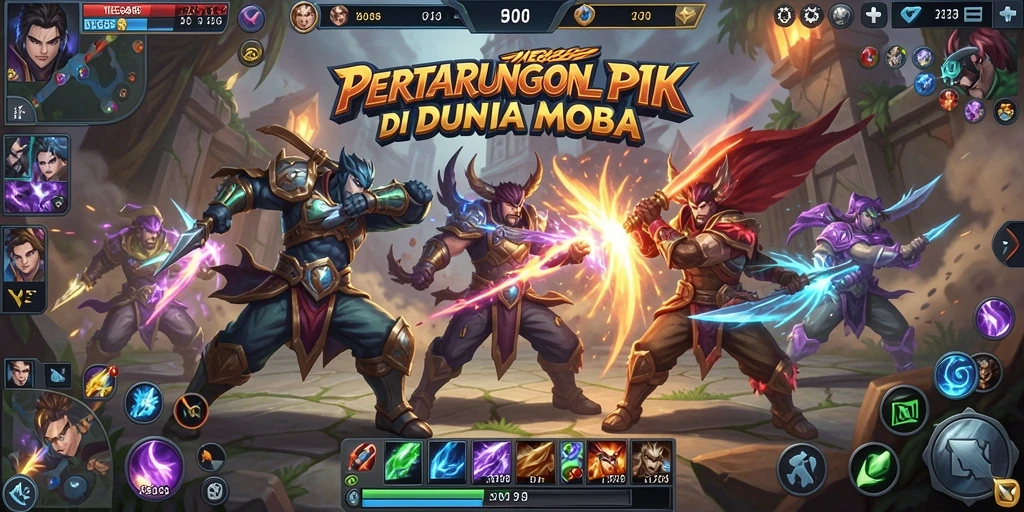 Tangkapan layar gameplay MEGA888 yang menampilkan pertarungan MOBA yang epik.