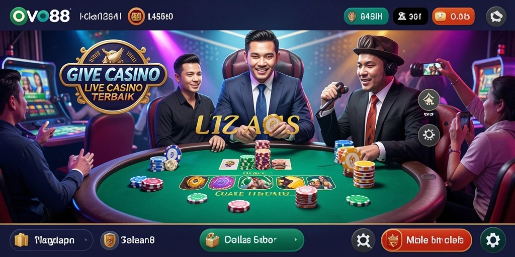 Screenshot gameplay OVO88 menampilkan dealer dan pemain Live Casino.