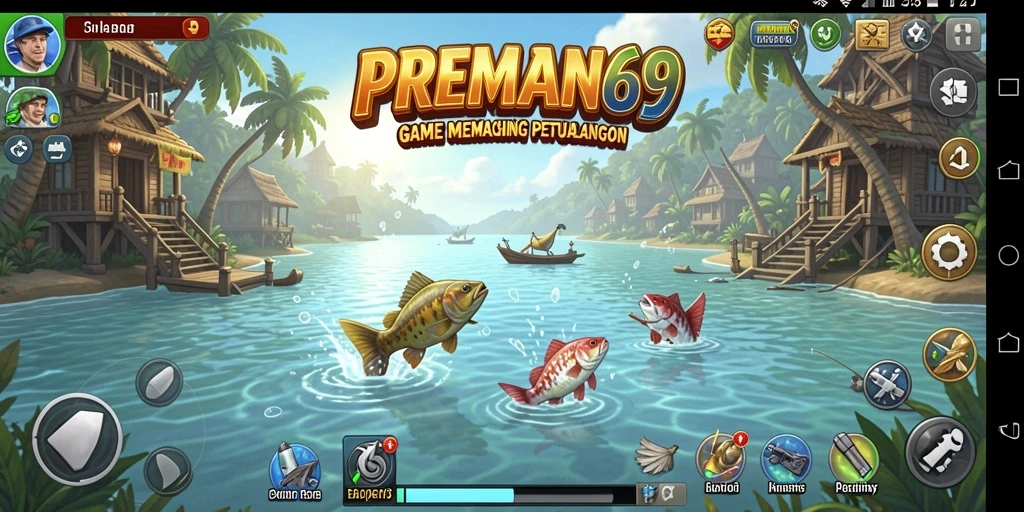 Screenshot gameplay PREMAN69 menampilkan momen seru saat memancing.